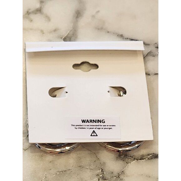 Dana Buchman Silver-Tone Hammered Hoop Earrings - Picture 3 of 5